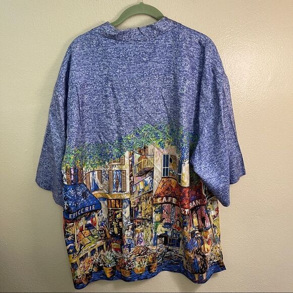 Guy Buffet French Village Café Silk Aloha Camp Shirt size L - Picture 4 of 4